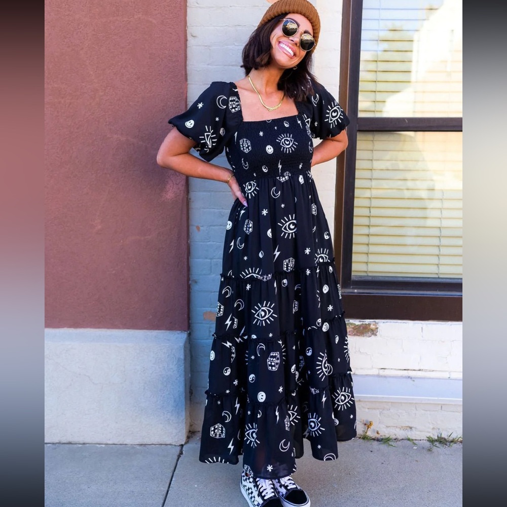 Dressed in LALA Black and White Midi Dress